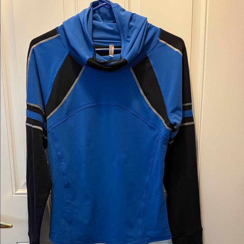 Free People Kids Royal Blue and Black Hooded Active Top